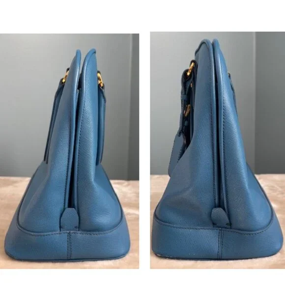 ✨💙 Authentic Prada Saffiano Leather Dome Tote in Blue 💙✨ - Picture 10 of 16
